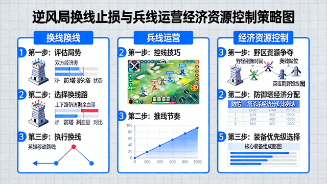 逆风局换线止损与兵线运营经济资源控制策略图