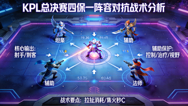 王者荣耀KPL总决赛四保一阵容对抗战术分析画面